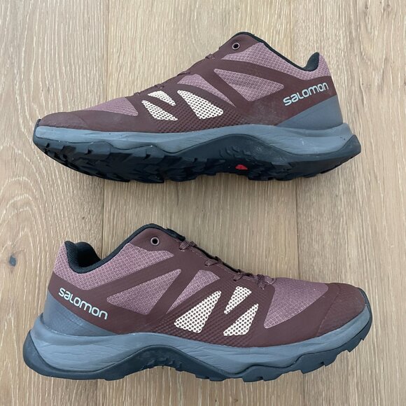 Salomon Shoes Women 8.5 Kaneo W 413812 Hiking Peppercorn Mahogany Burgundy - Picture 5 of 14